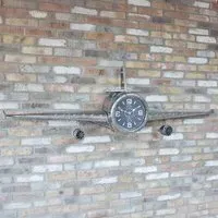 Aeroplane Metal Clock - Silver