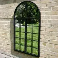 Arch Garden Window Mirror - Black, Metal
