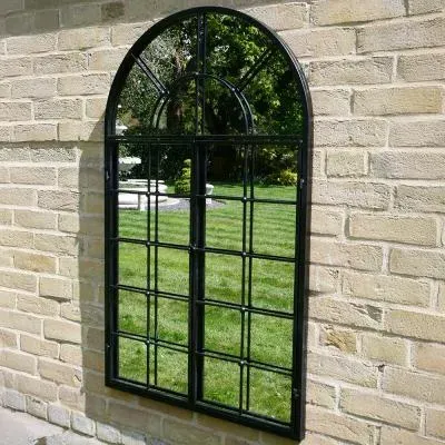 Arch Garden Window Mirror - Black, Metal image