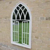 Arch Garden Window Mirror - White, Metal