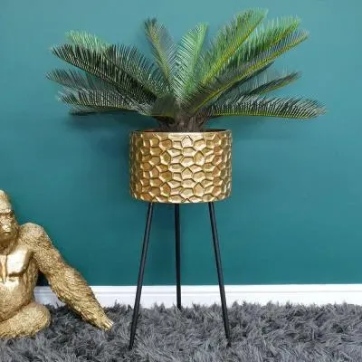 Artificial Flower Planter Set of 2 - Gold image