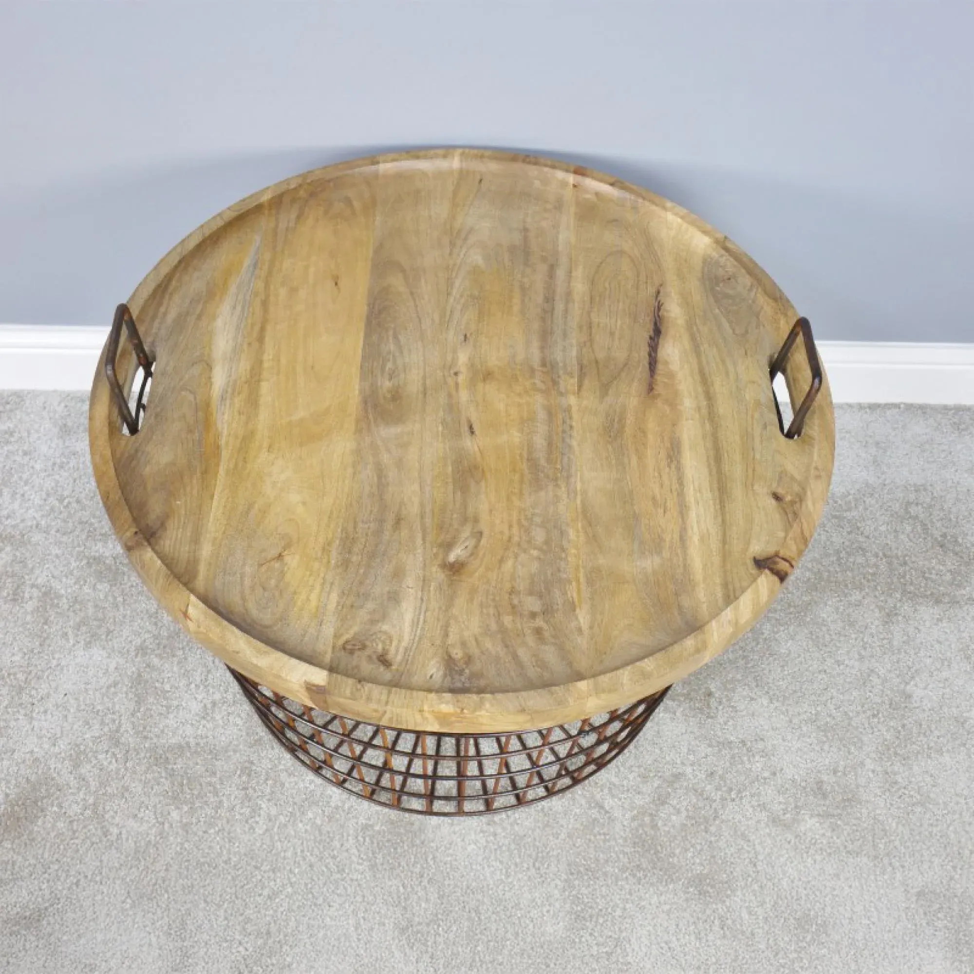 Basket with Wood Lid - Rusty