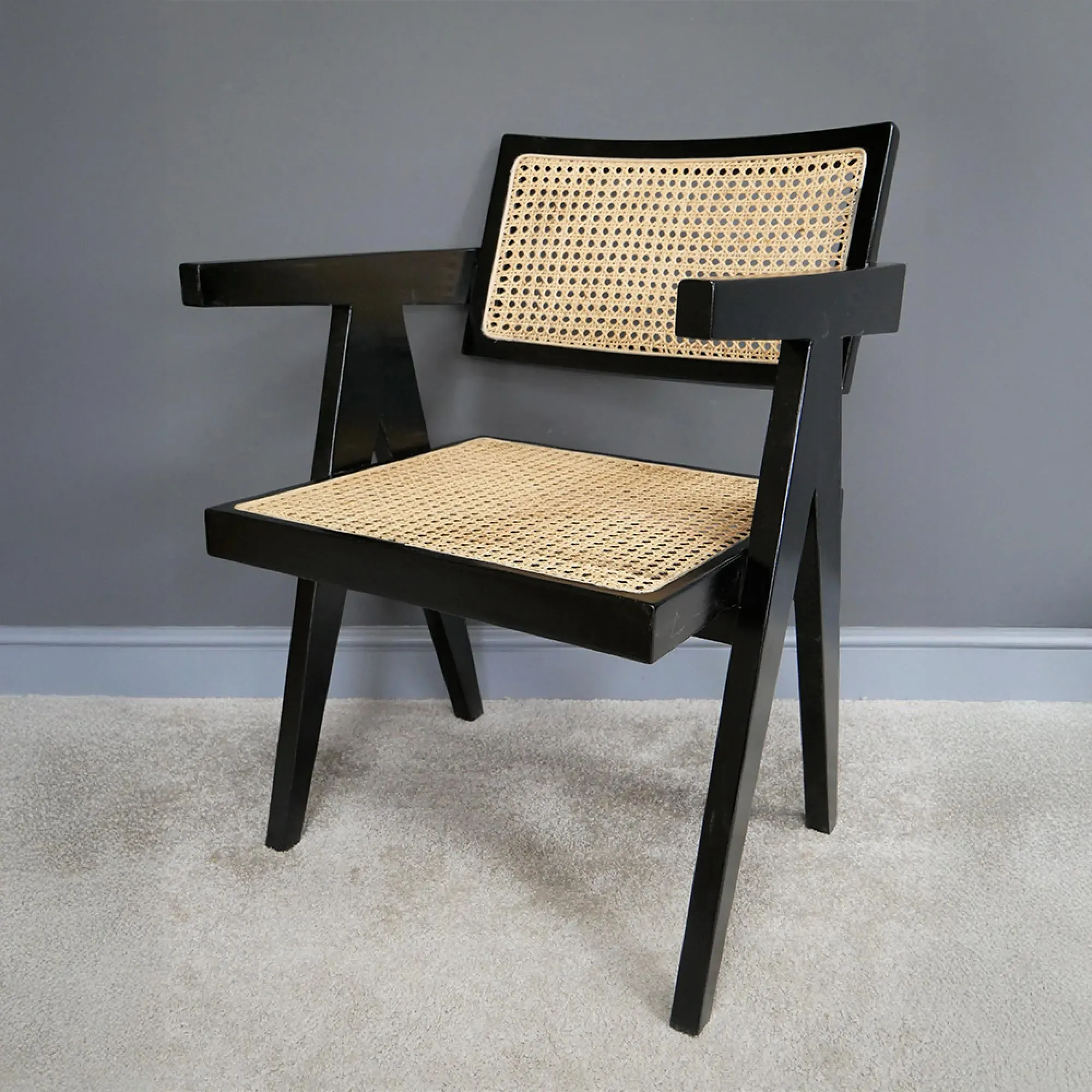 Black and Rattan Armchair - Black