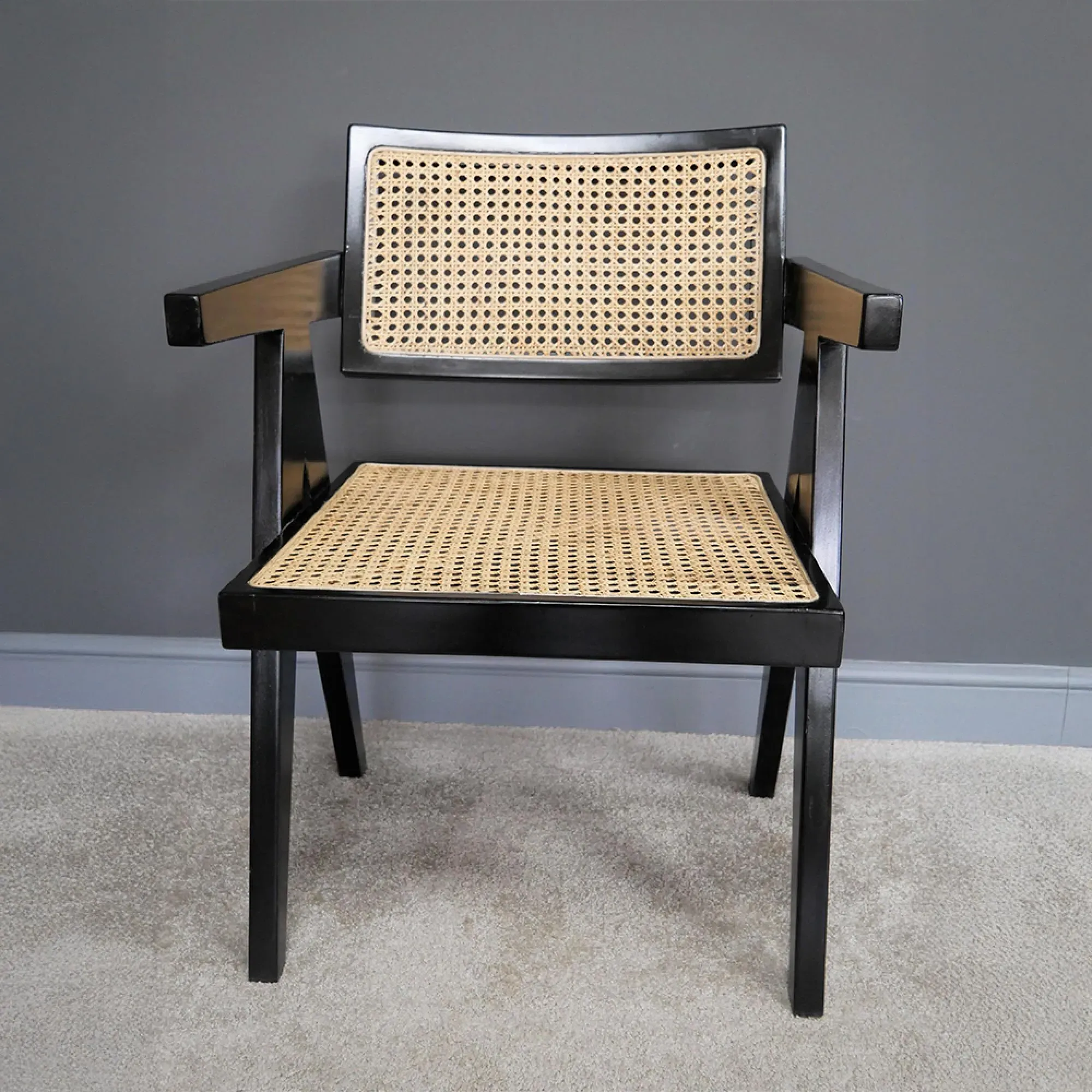 Black and Rattan Armchair - Black