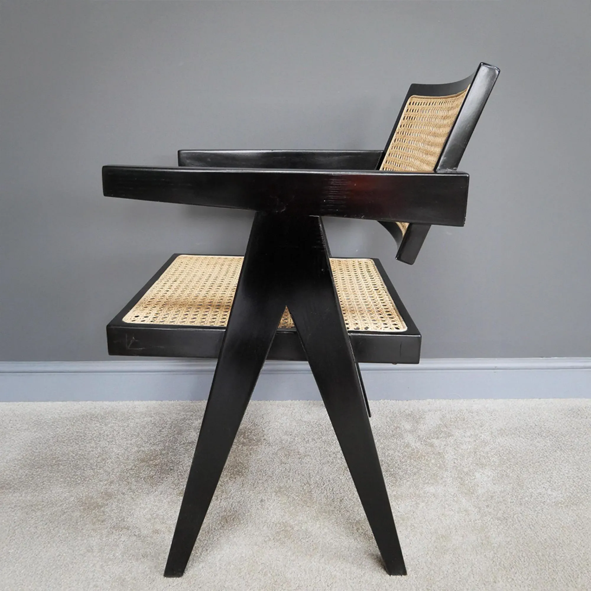 Black and Rattan Armchair - Black