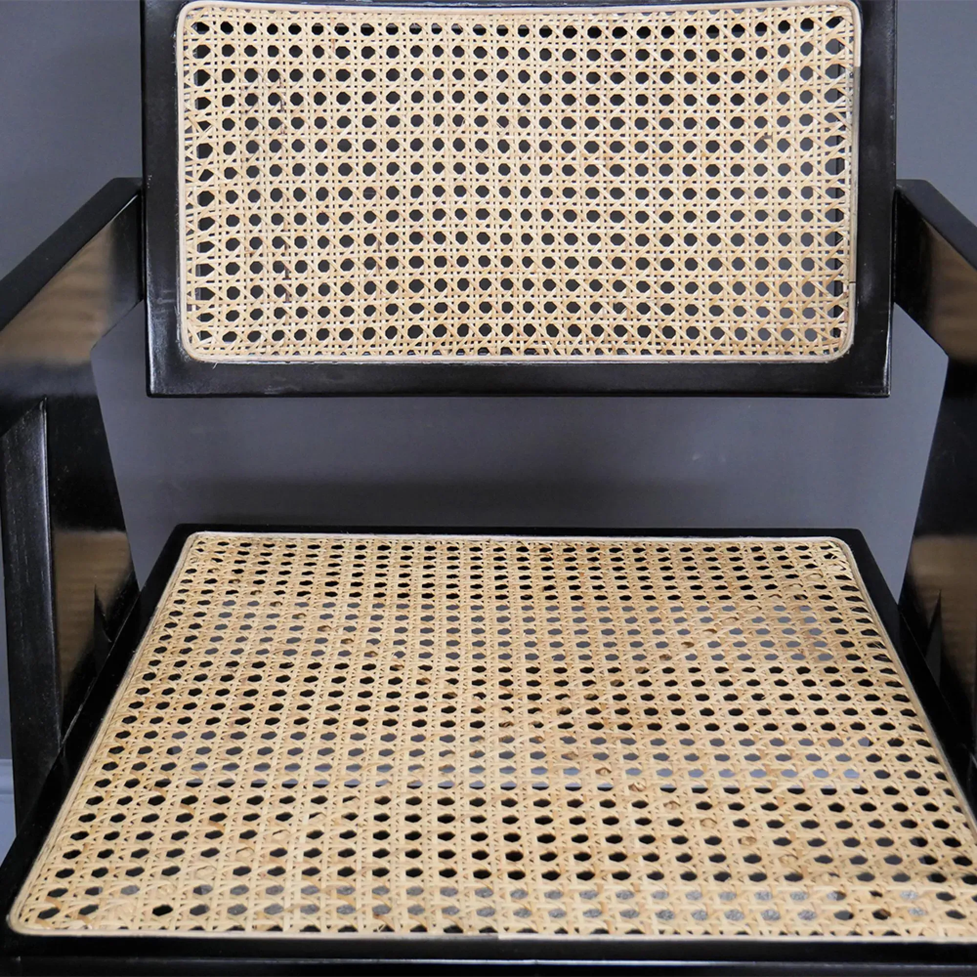 Black and Rattan Armchair - Black