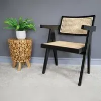Black and Rattan Armchair - Black