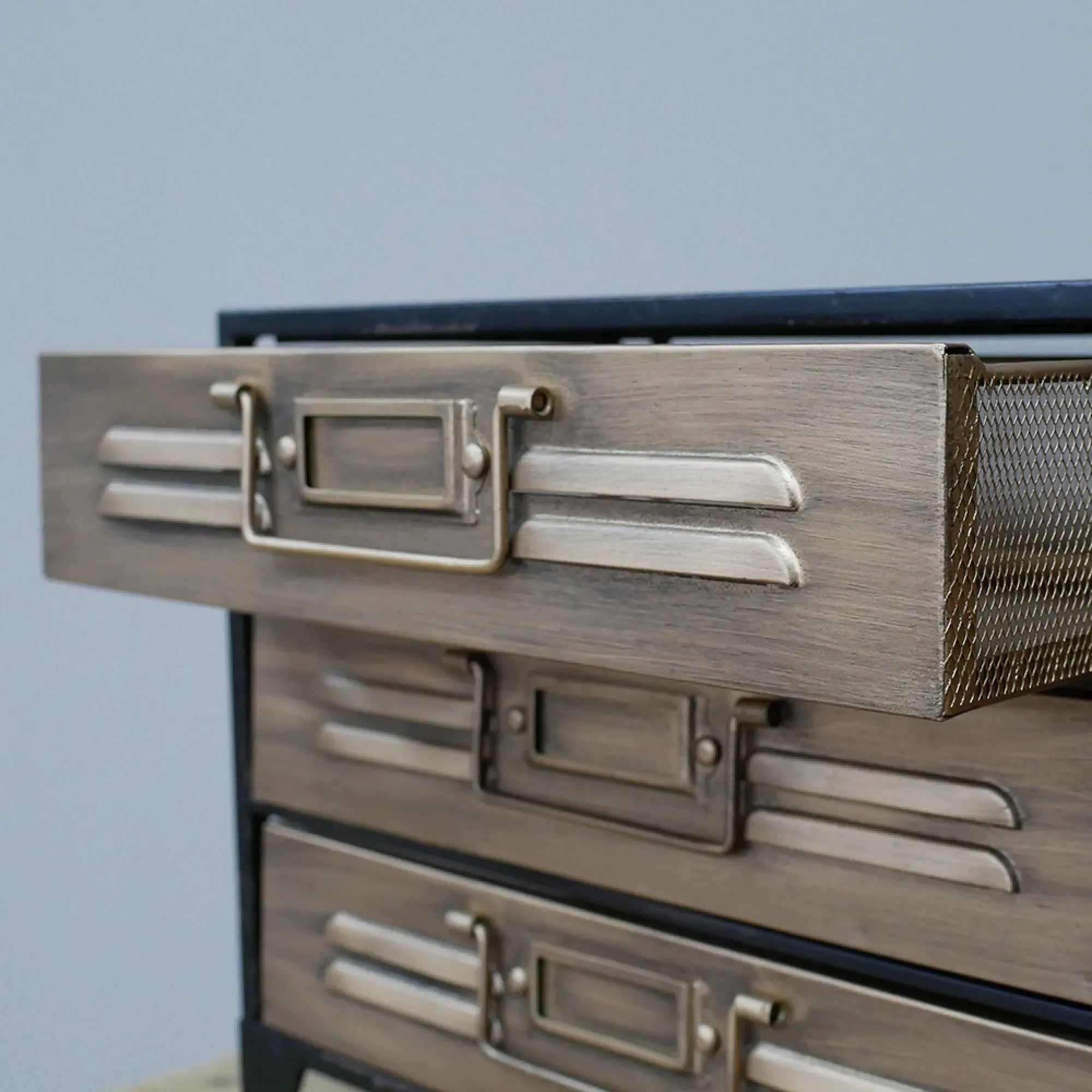 Black Metal 6 Drawer Storage Unit