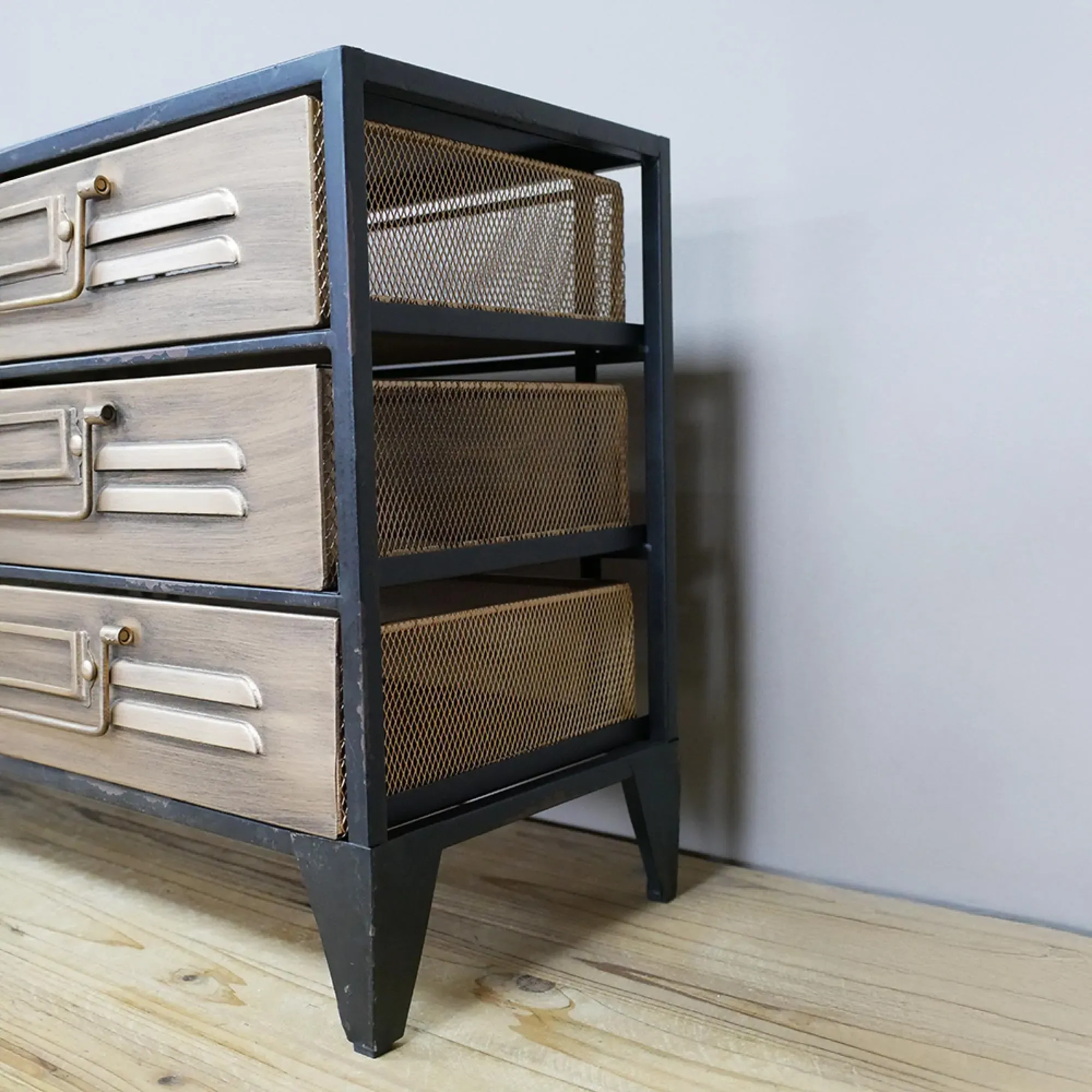 Black Metal 6 Drawer Storage Unit