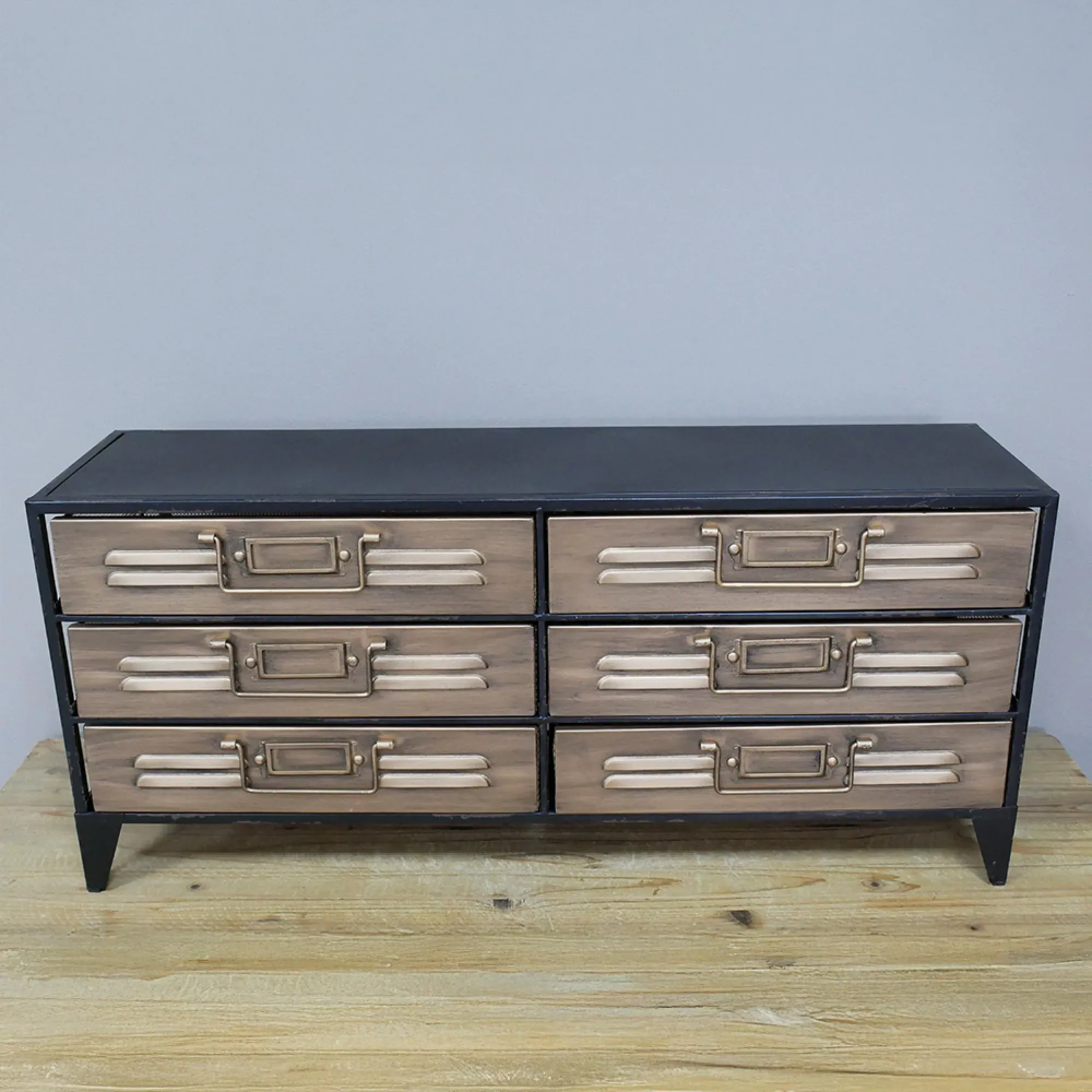 Black Metal 6 Drawer Storage Unit