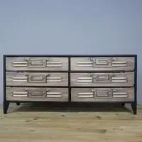 Black Metal 6 Drawer Storage Unit