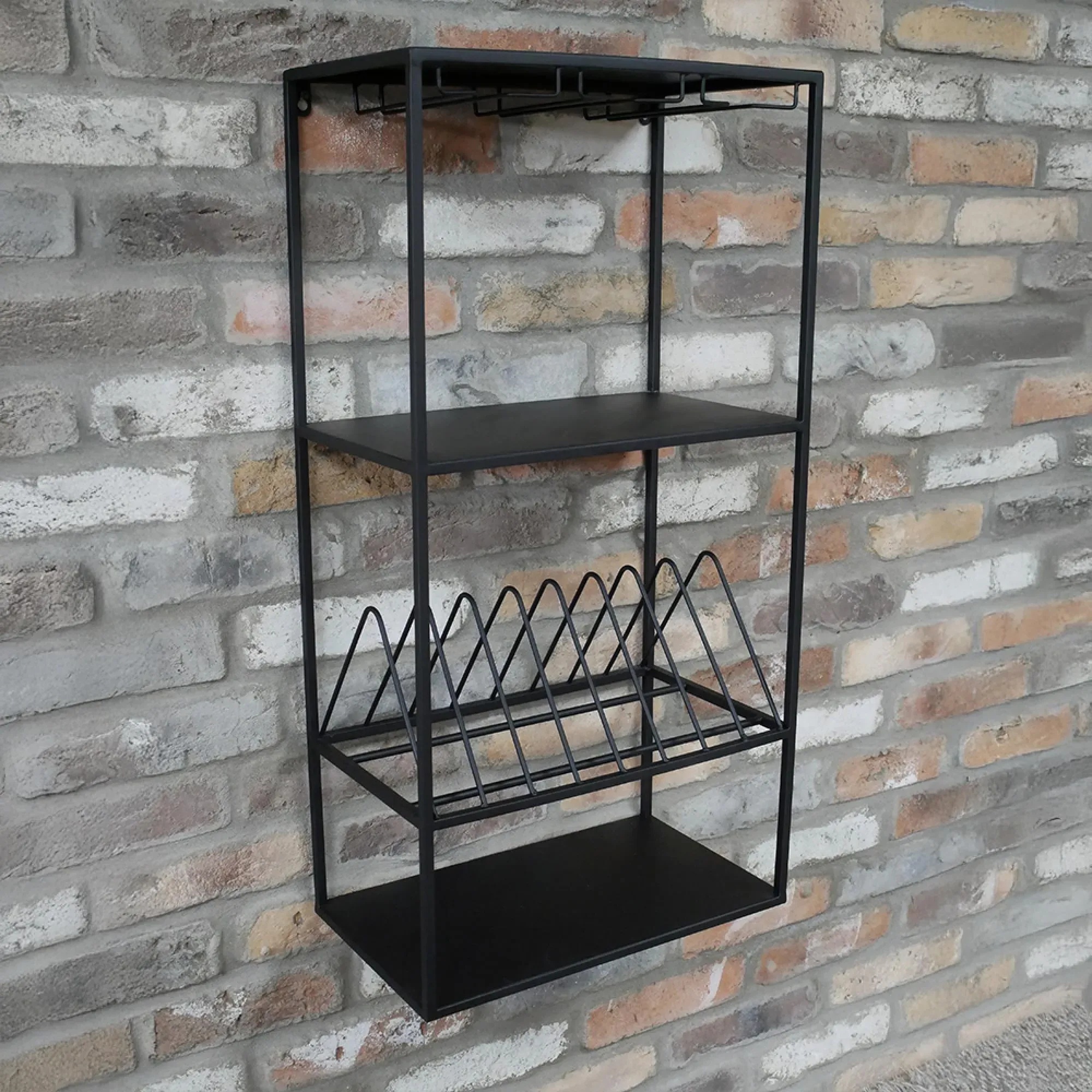 Black Metal Kitchen Wall Shelving Unit