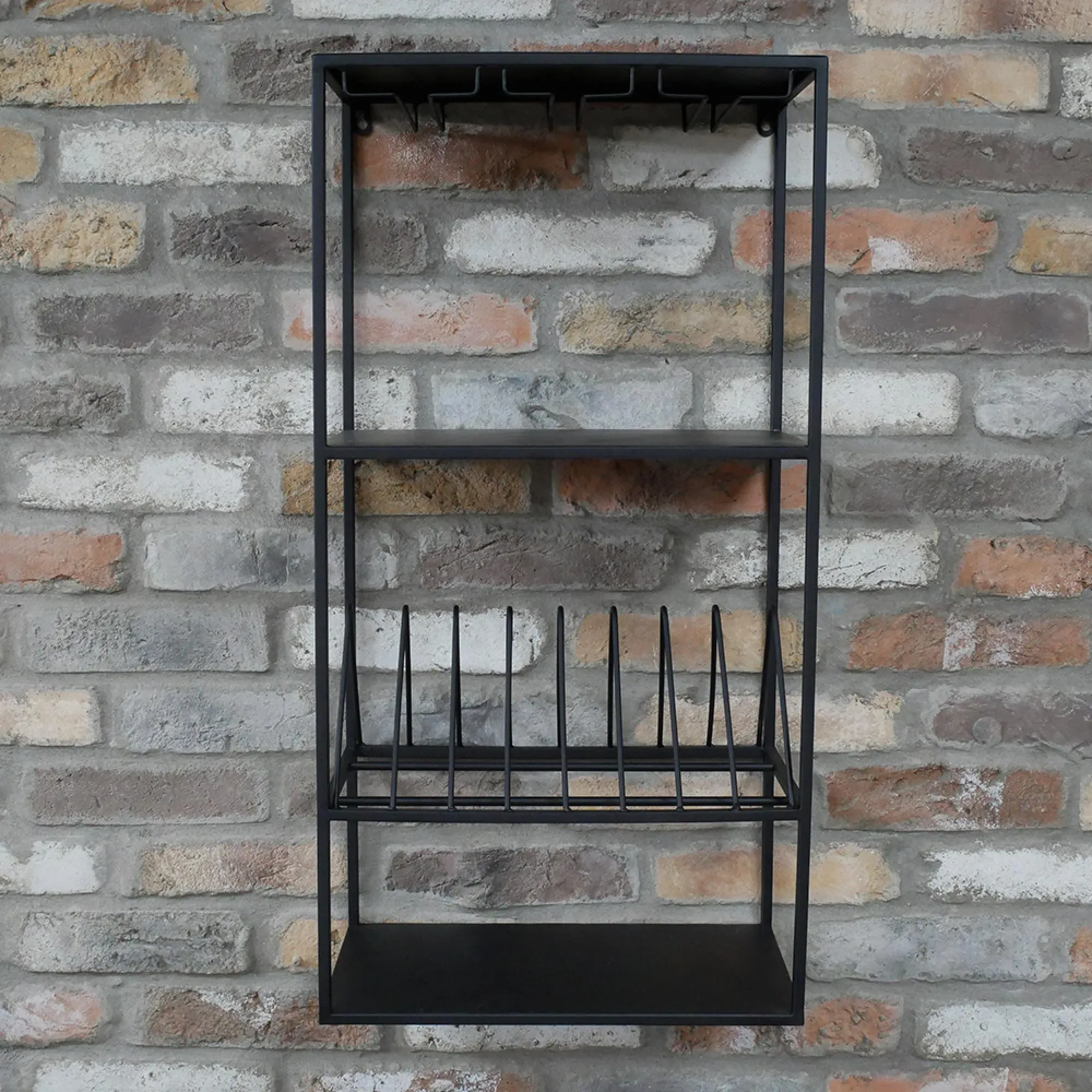 Black Metal Kitchen Wall Shelving Unit