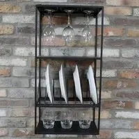 Black Metal Kitchen Wall Shelving Unit