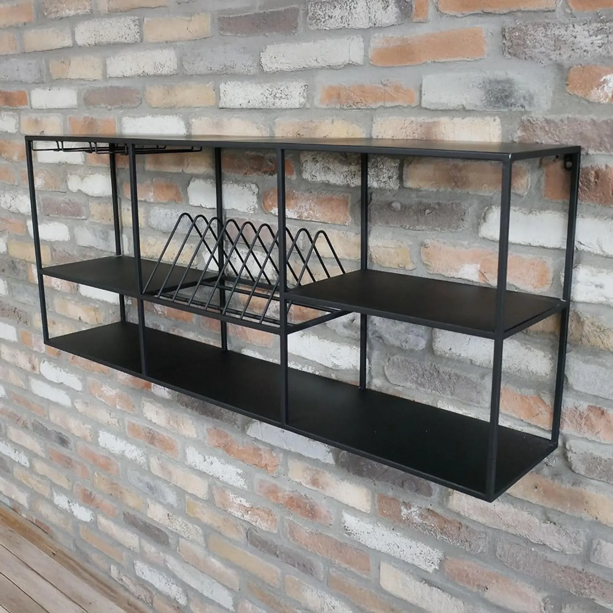 Black Metal Kitchen Wide Wall Unit