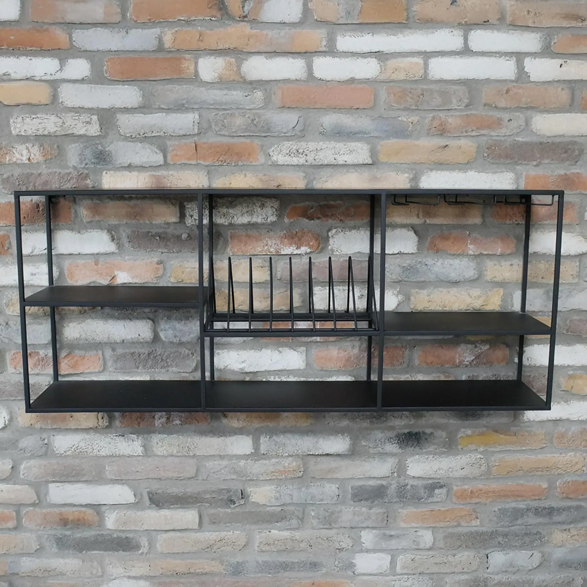 Black Metal Kitchen Wide Wall Unit