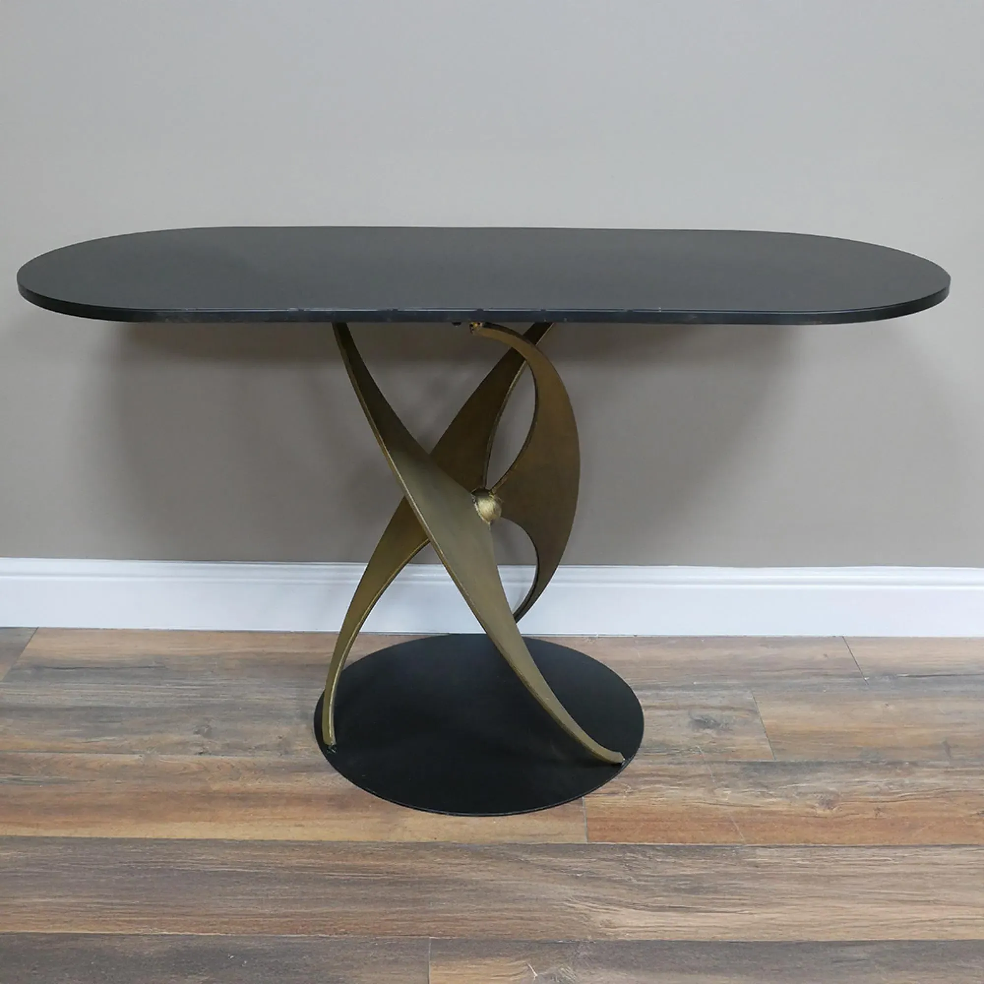 Black Metal Oval Side Table