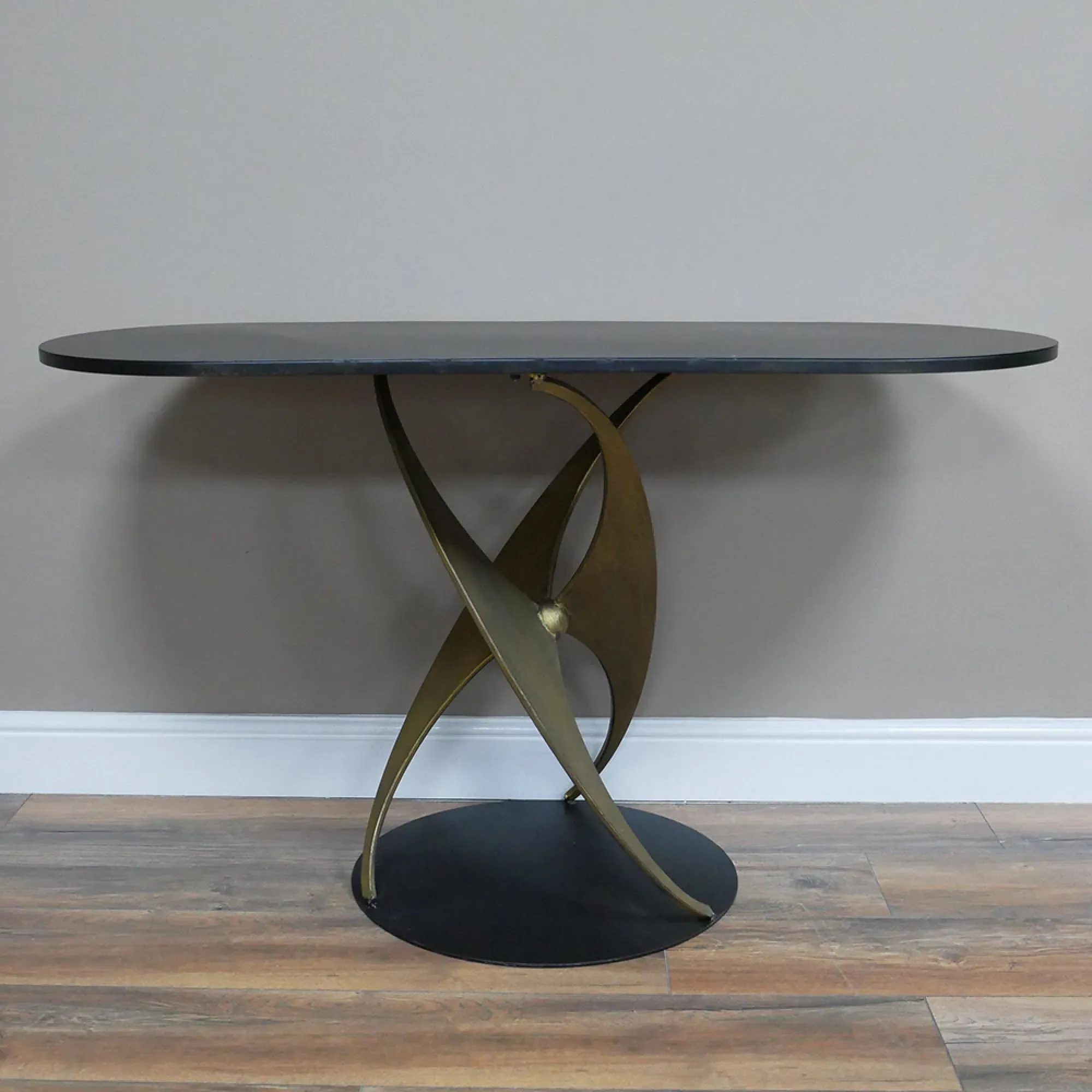 Black Metal Oval Side Table