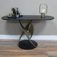 Black Metal Oval Side Table
