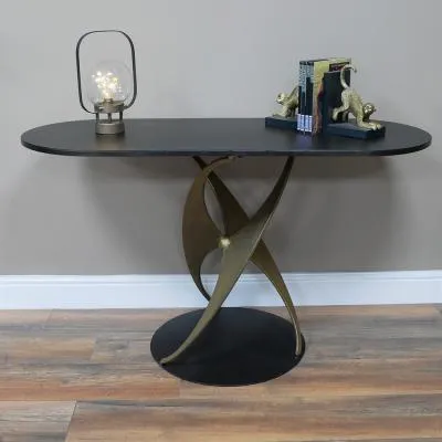 Black Metal Oval Side Table image