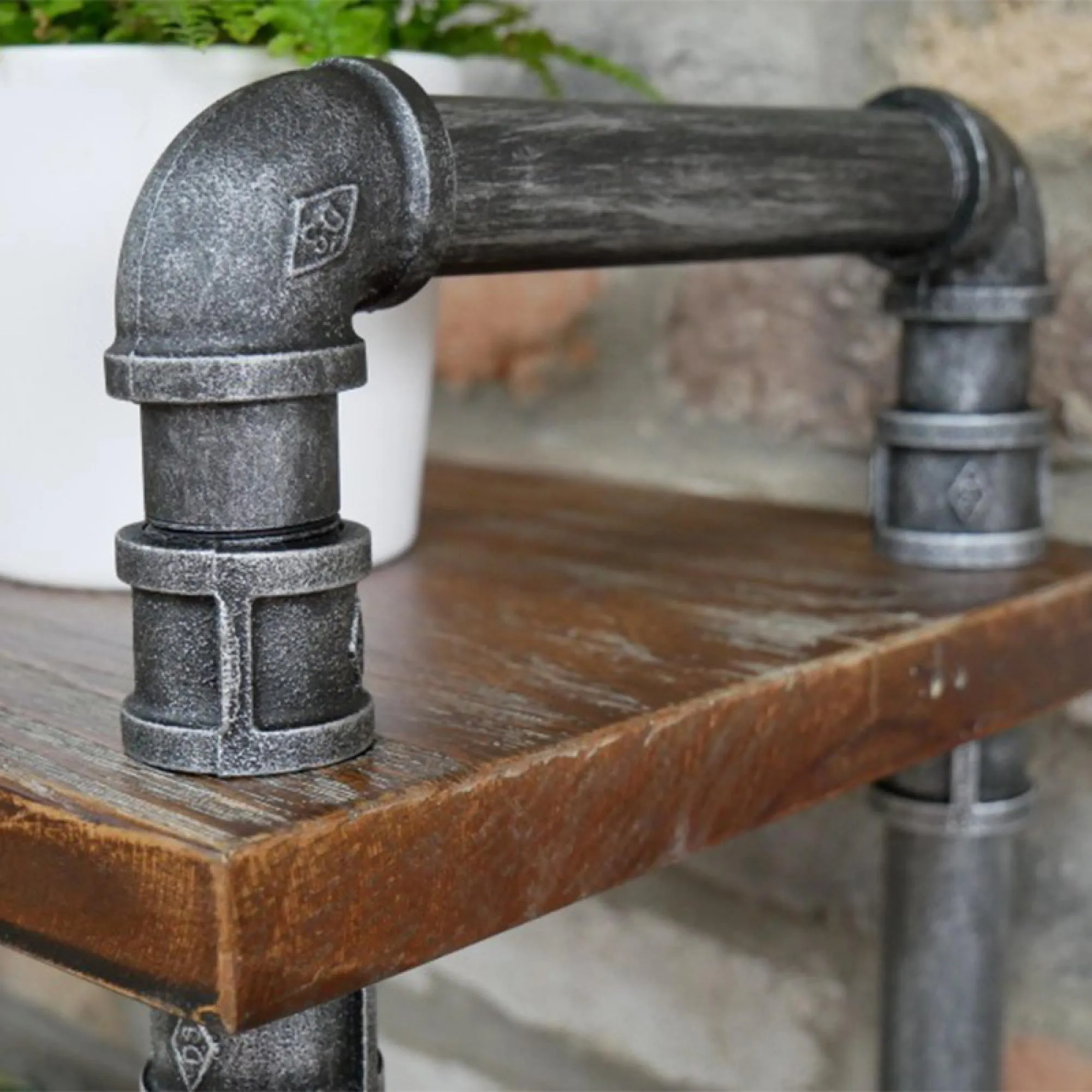 Black Metal Pipe 3-Shelf Bookcase - Black, Wood