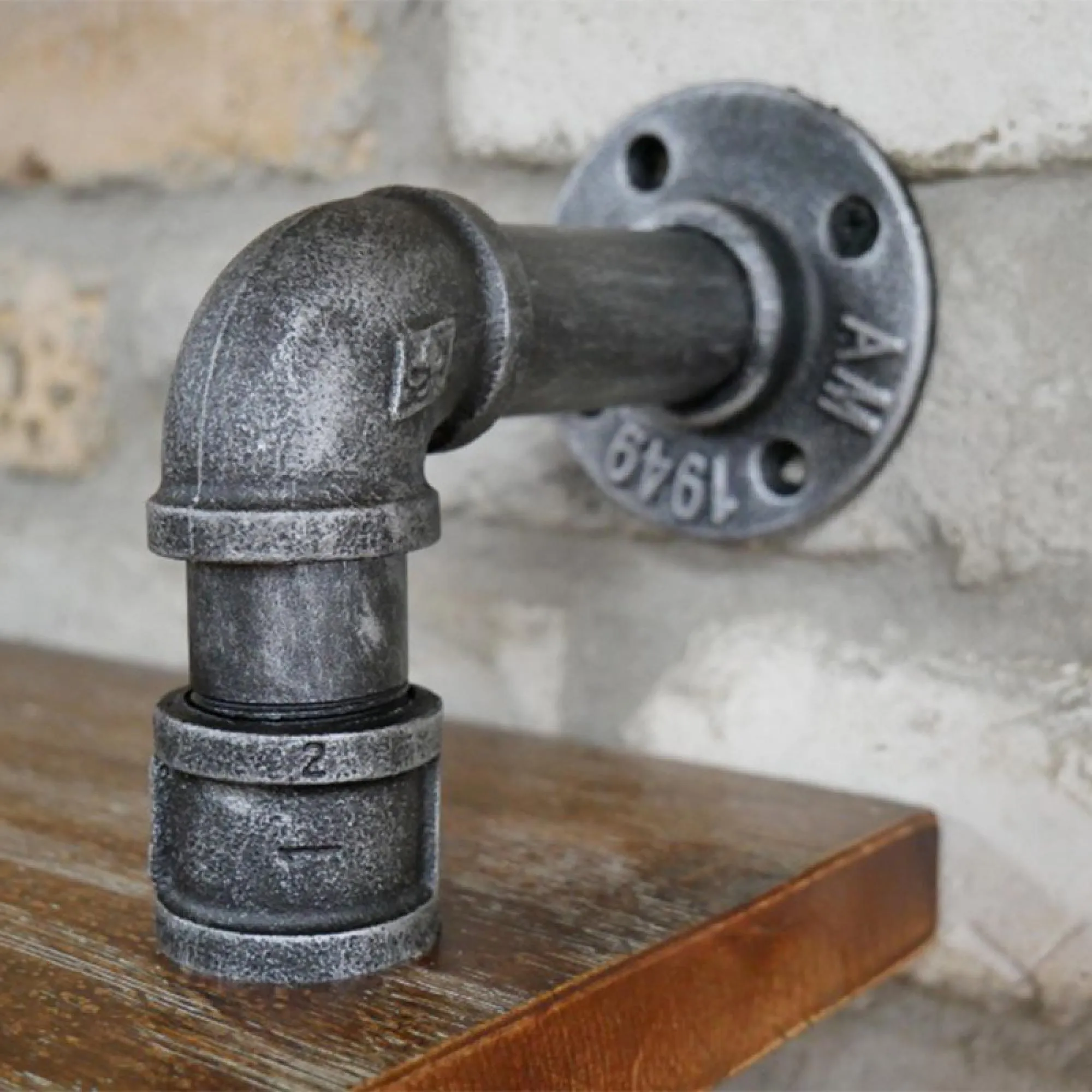 Black Metal Pipe 3-Shelf Wall Unit - Black, Wood