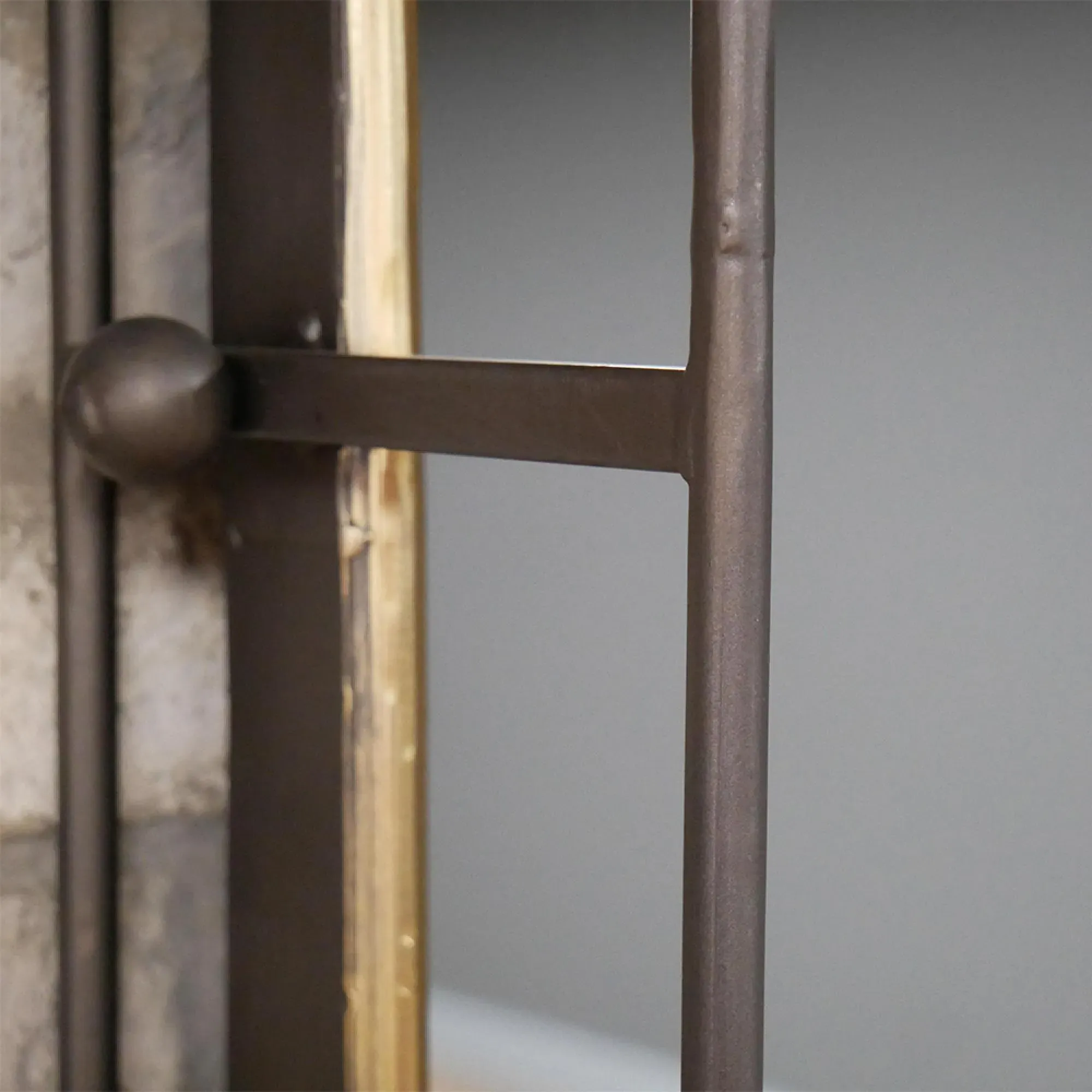 Black Metal Wall Unit with Mirror and Drawer