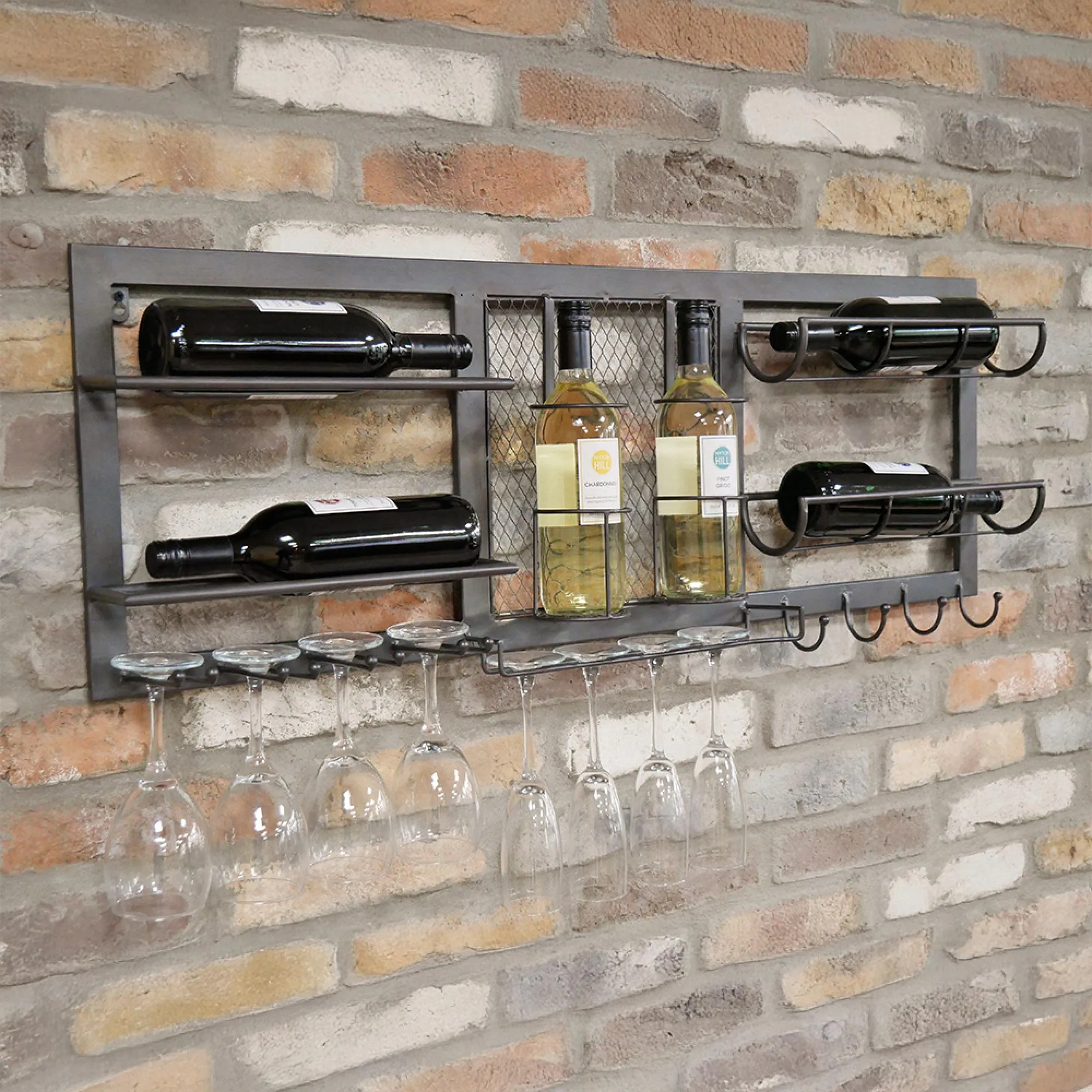 Black Metal Wine Wide Wall Unit