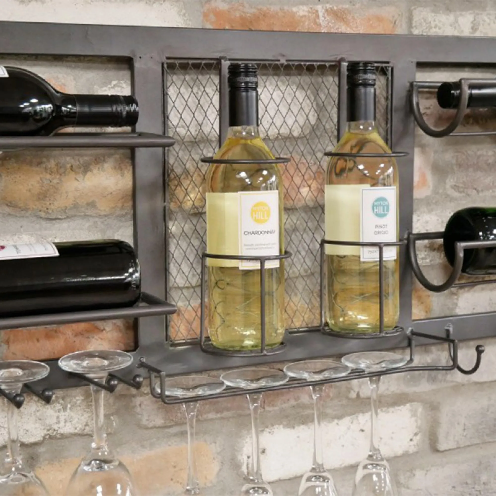 Black Metal Wine Wide Wall Unit