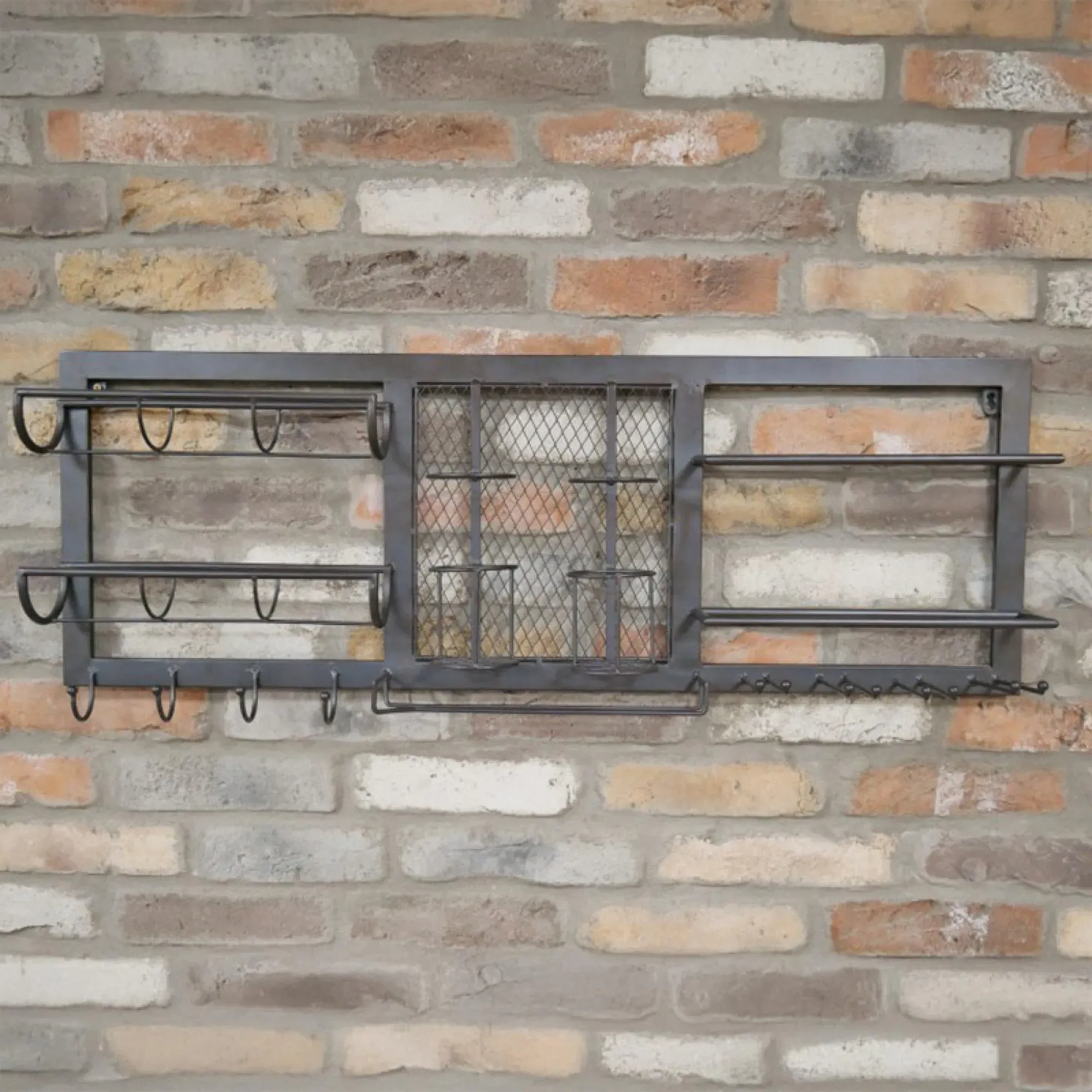 Black Metal Wine Wide Wall Unit