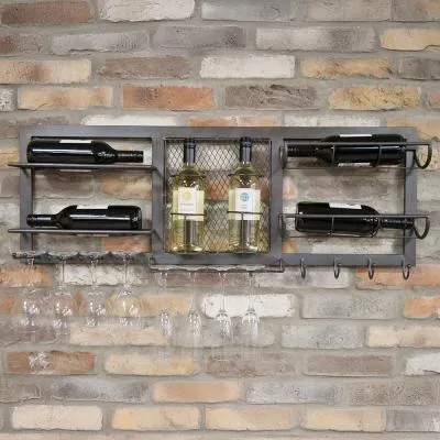 Black Metal Wine Wide Wall Unit image