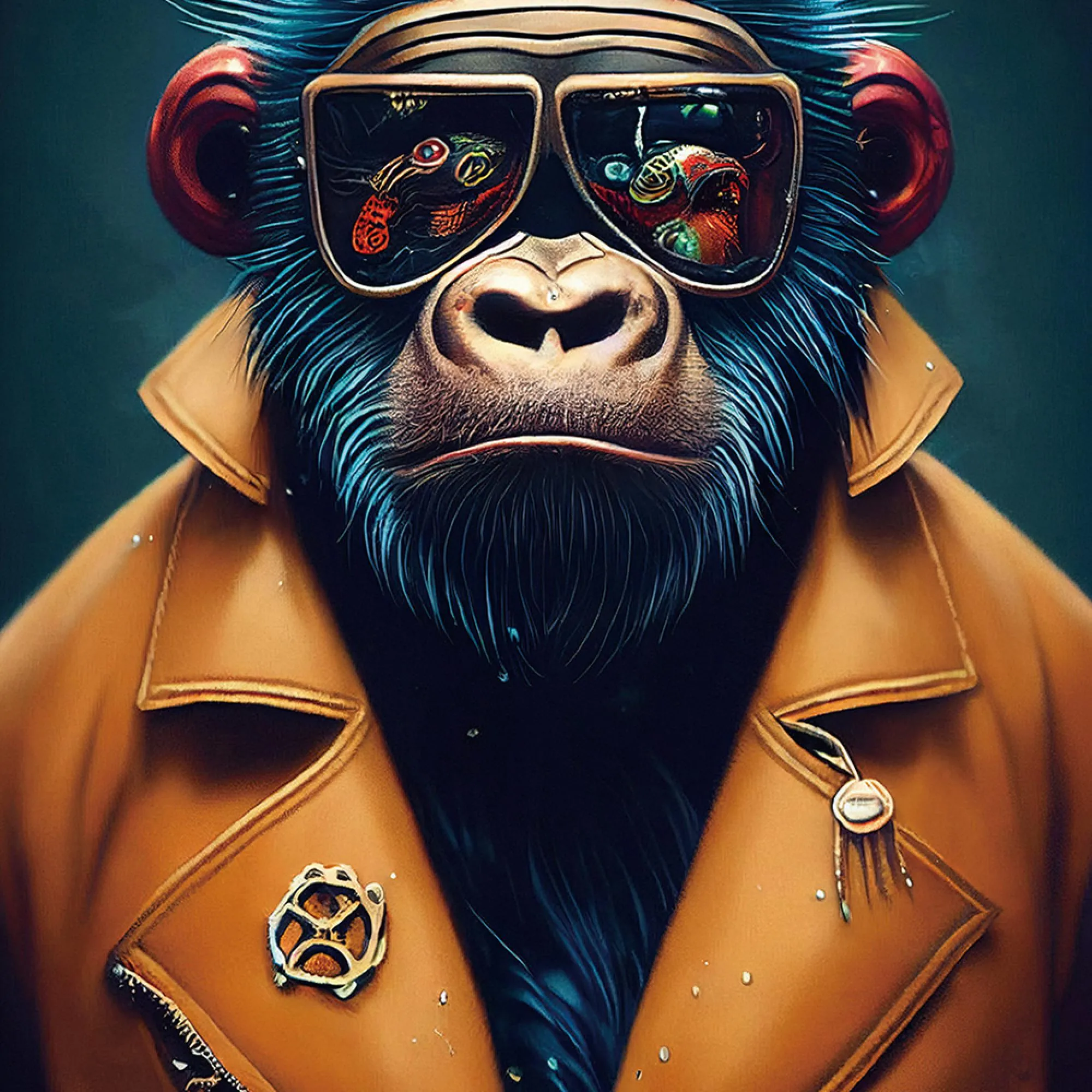 Blue Hair Gorilla Tempered Glass Wall Art