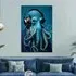 Blue Octopus Tempered Glass Wall Art