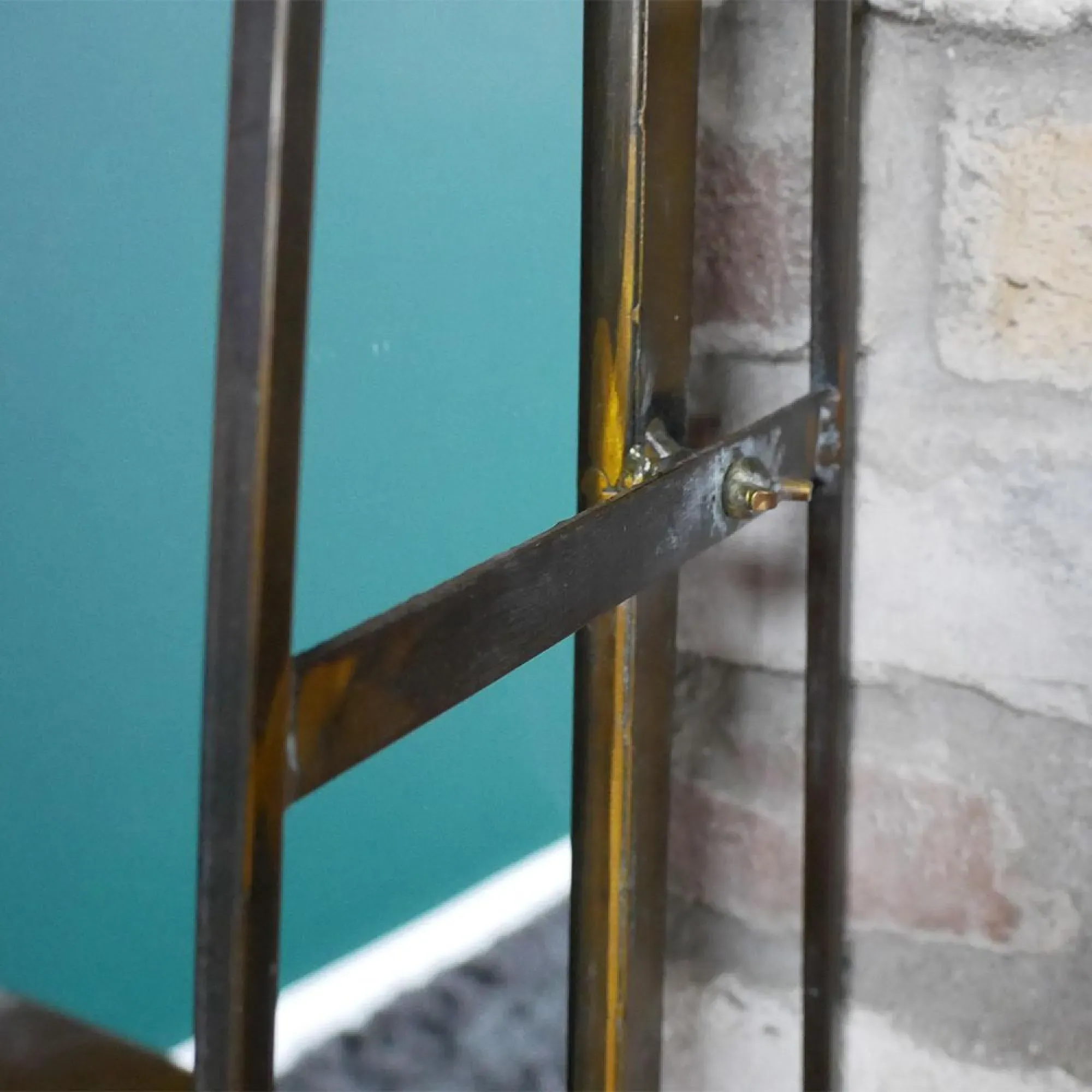 Brushed Metal Wall Unit with Mirror and Drawer