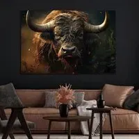 Bull Tempered Glass Wall Art