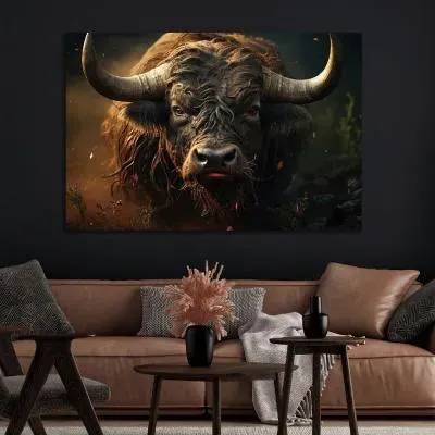 Bull Tempered Glass Wall Art image