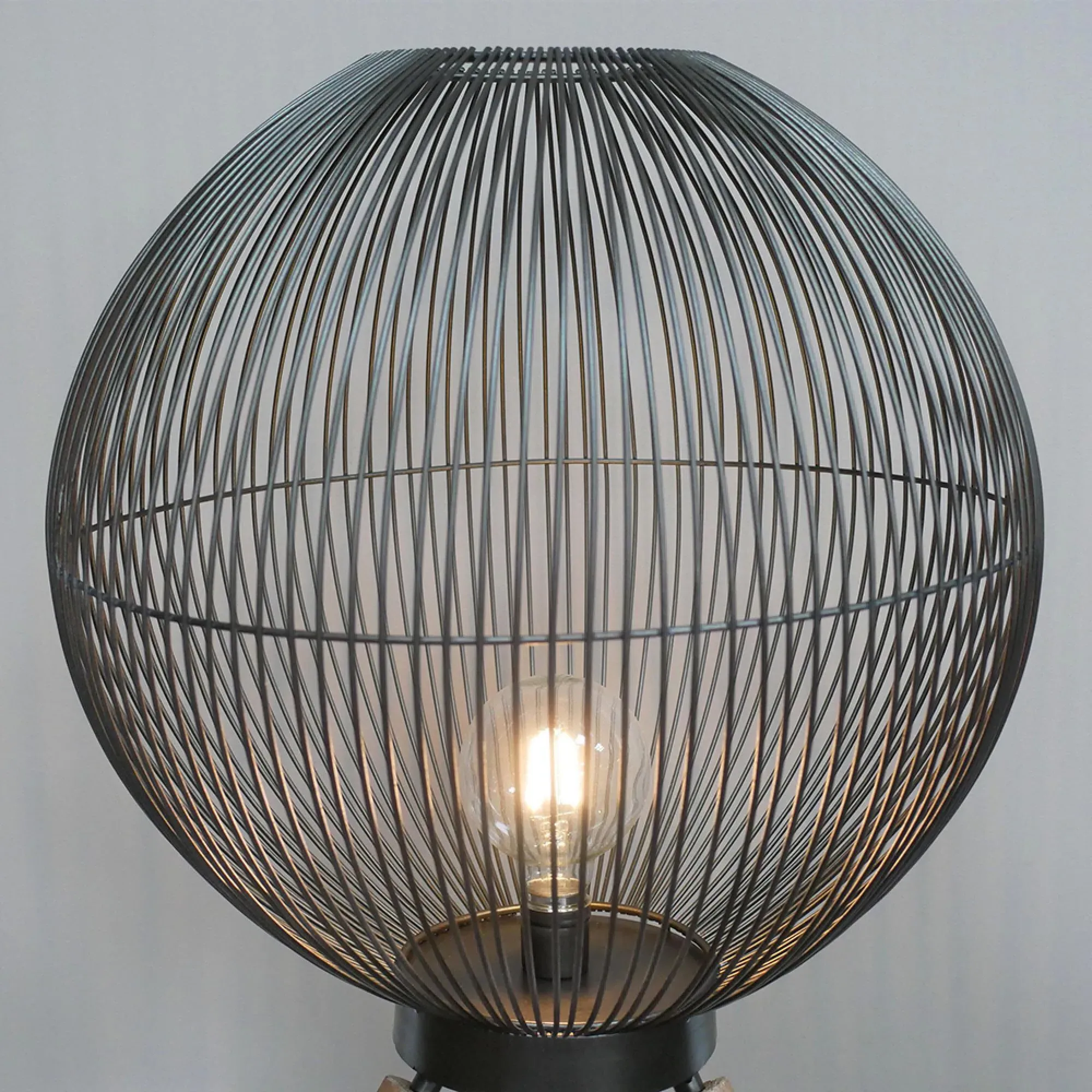 Cage Floor Lamp - Black, Wood