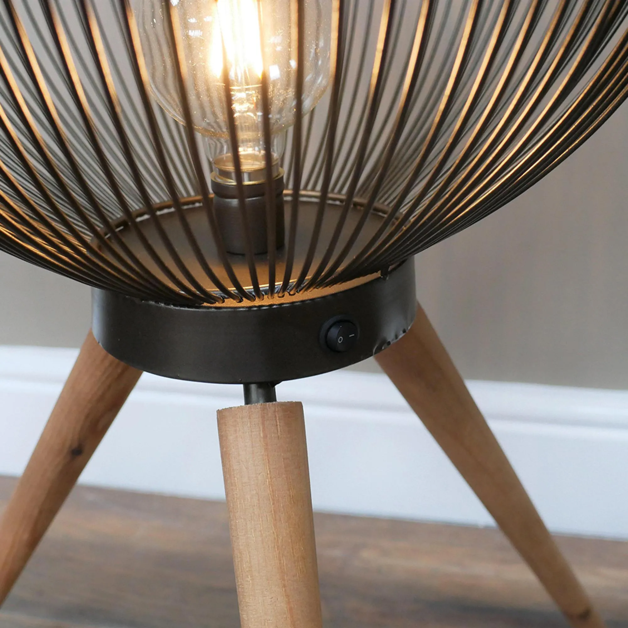 Cage Floor Lamp - Black, Wood