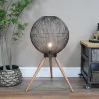 Cage Floor Lamp - Black, Wood