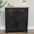 Carved 2 Door Cabinet - Black, Mango Wood