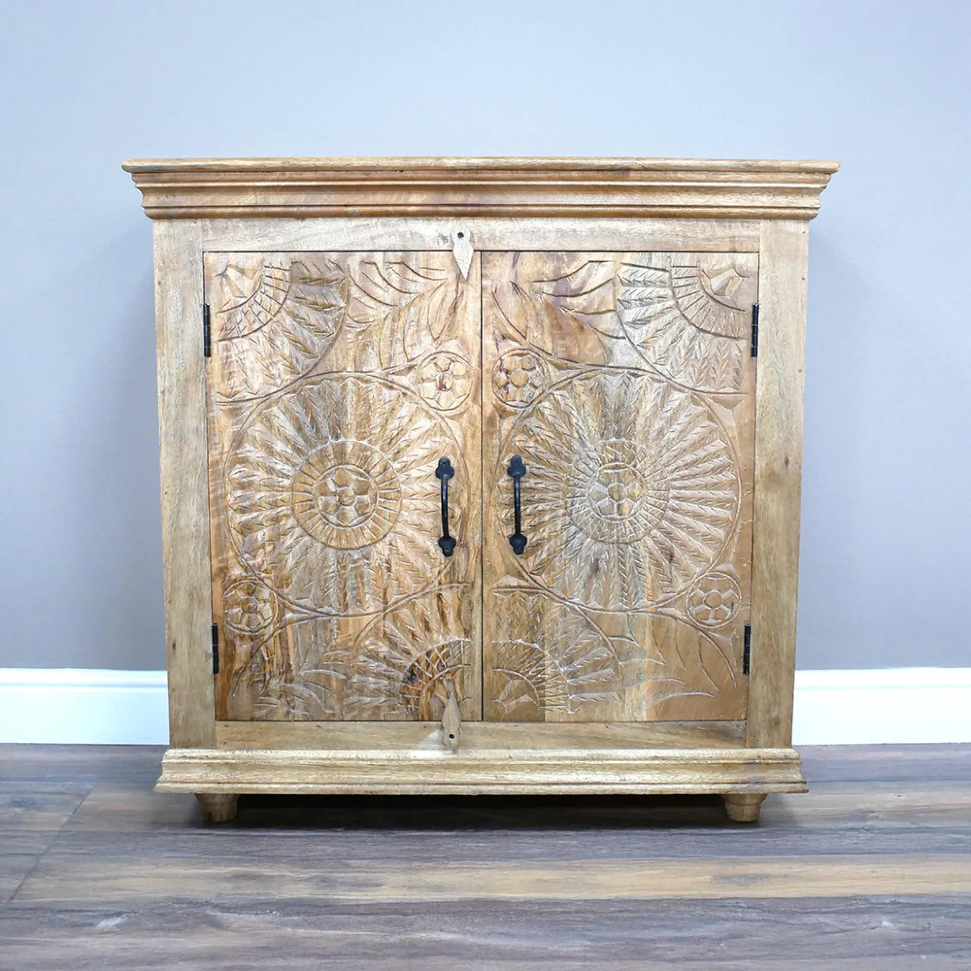 Carved 2 Door Sideboard - Mango Wood