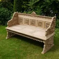 Carved Garden Bench - Teak Wood