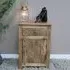 Carved Mango Wood 1 Door Bedside Cabinet