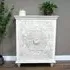 Carved Mango Wood 4 Drawer Chest - White Washed