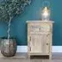 Carved Mango Wood Bedside Table with Drawer - Natural