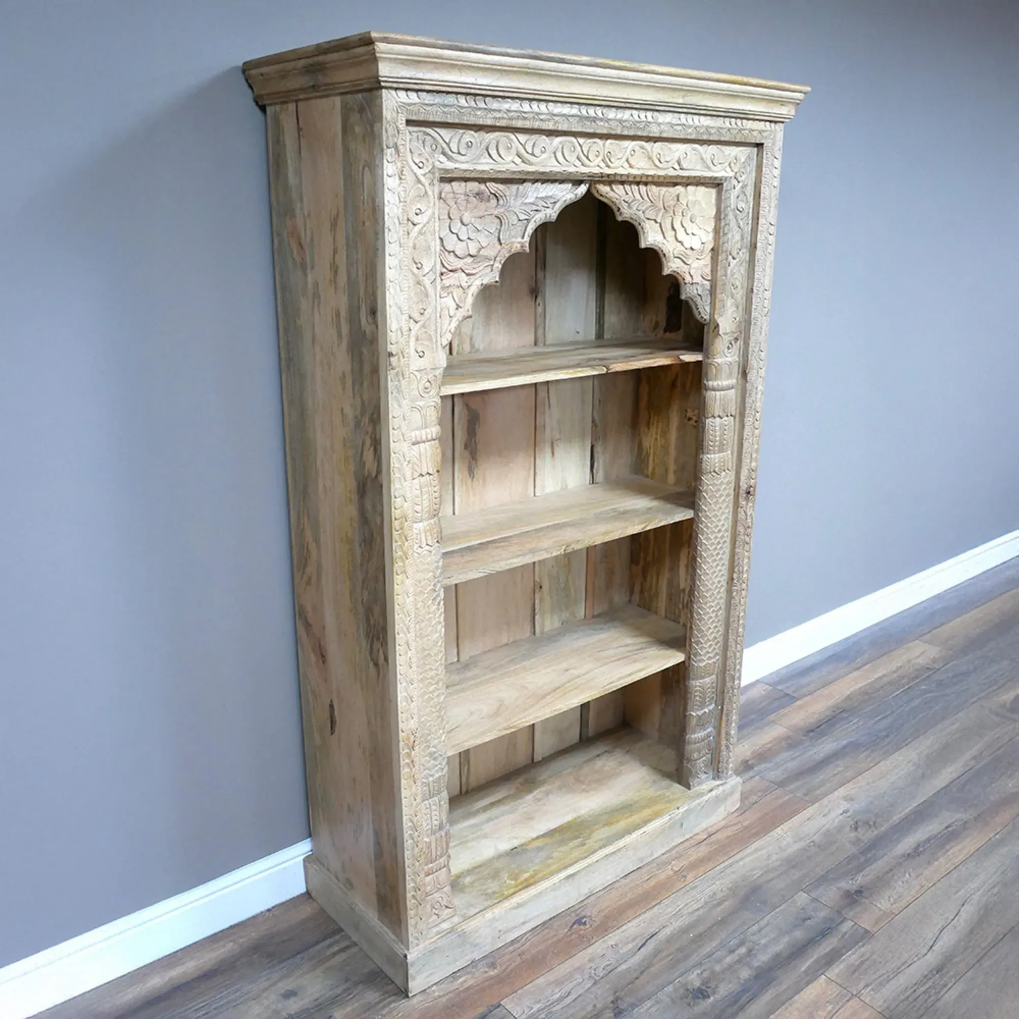 Carved Small Bookcase - Mango Wood