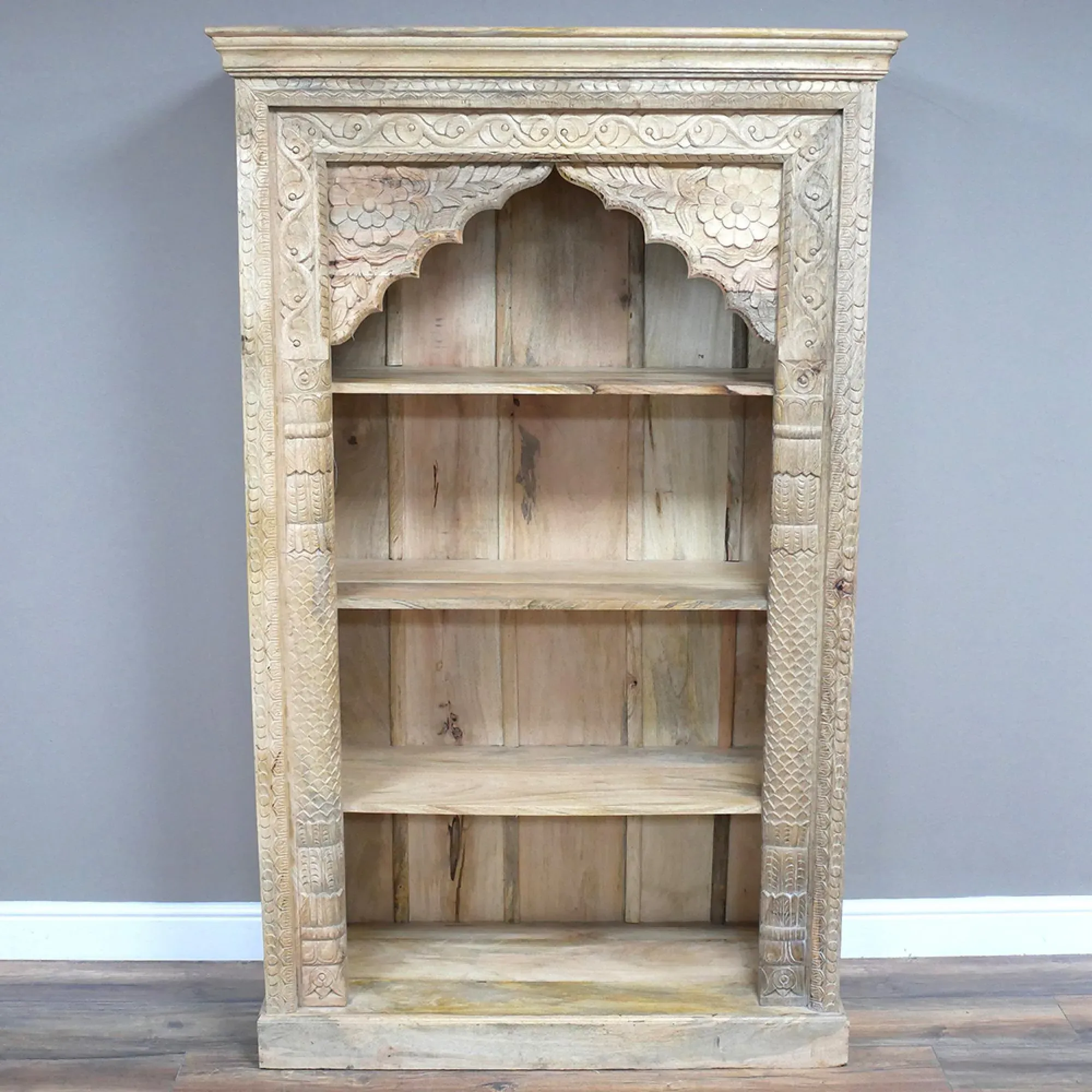 Carved Small Bookcase - Mango Wood