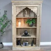 Carved Small Bookcase - Mango Wood