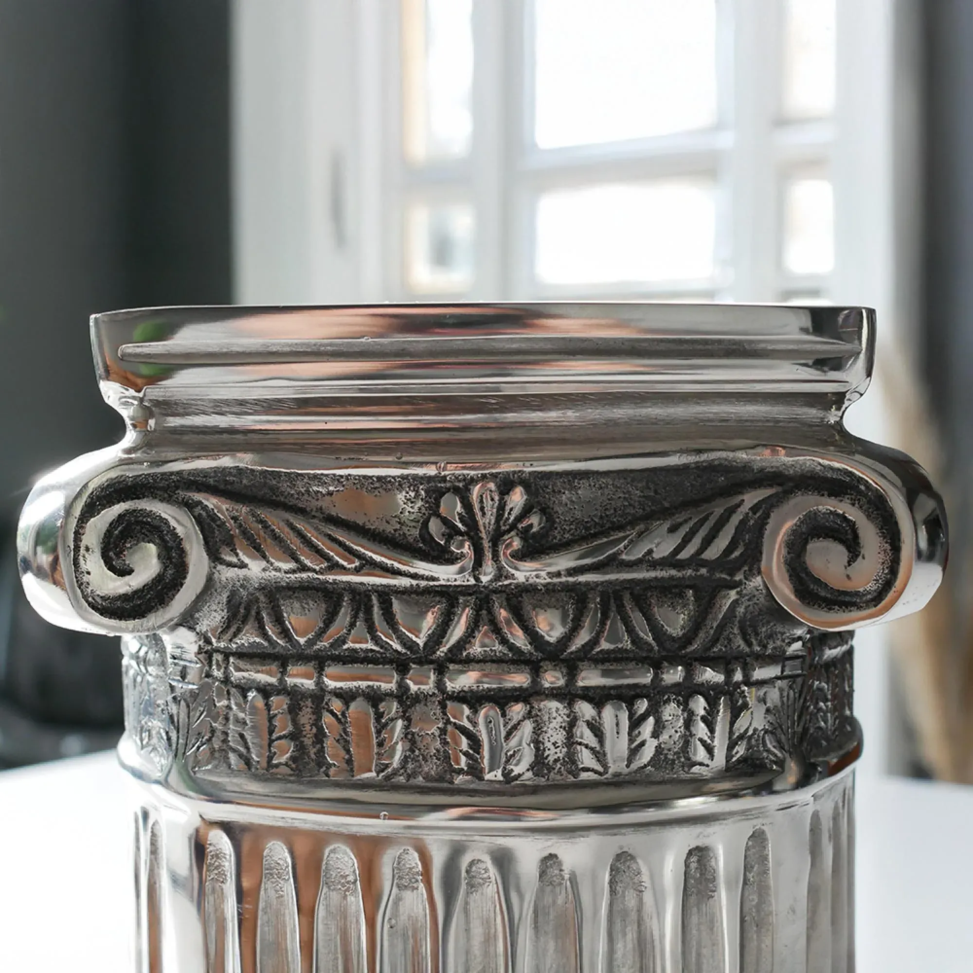 Column Ice Bucket Planter Set of 2 - Grey, Metal