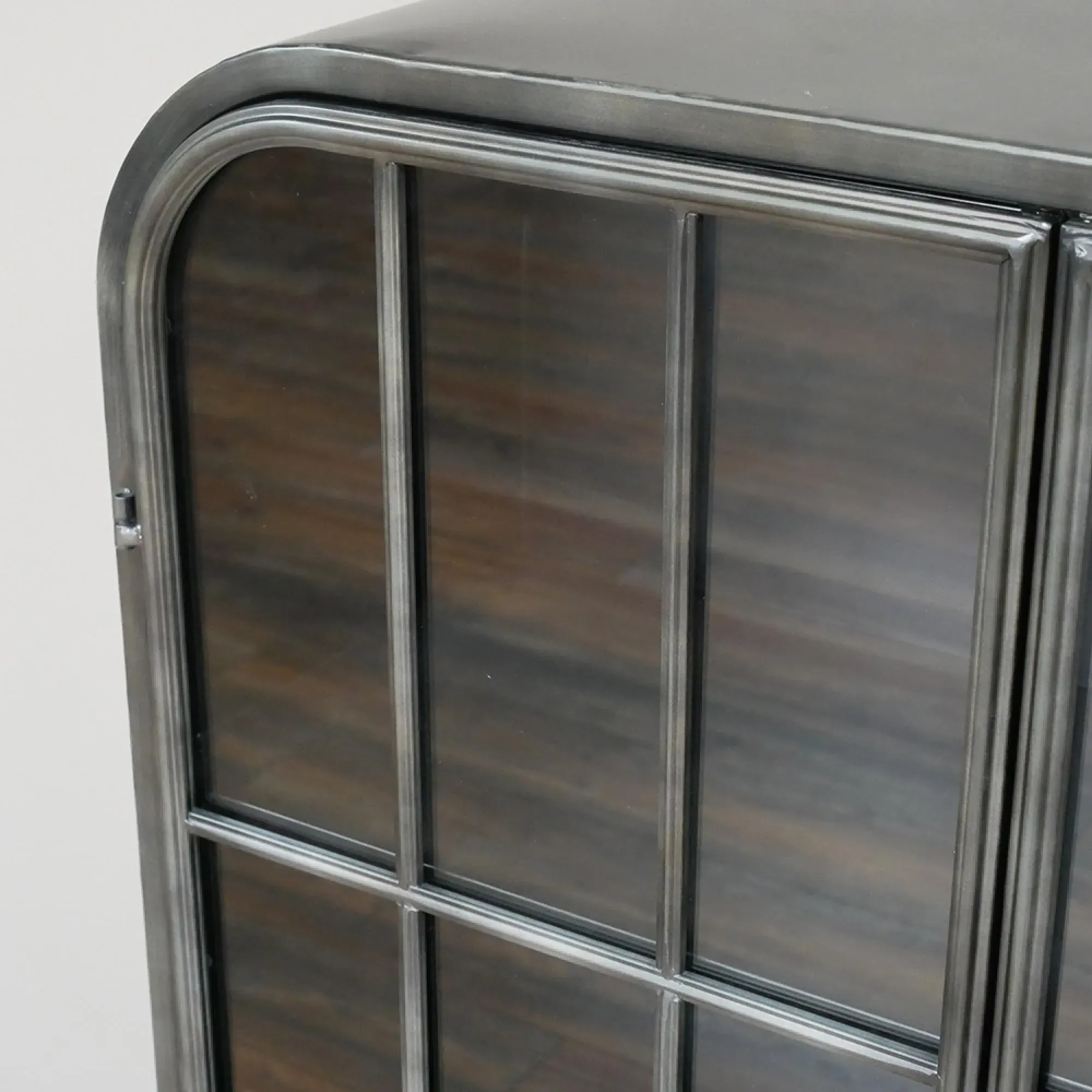 Curved 2 Door Display Cabinet - Black, Metal and Glass